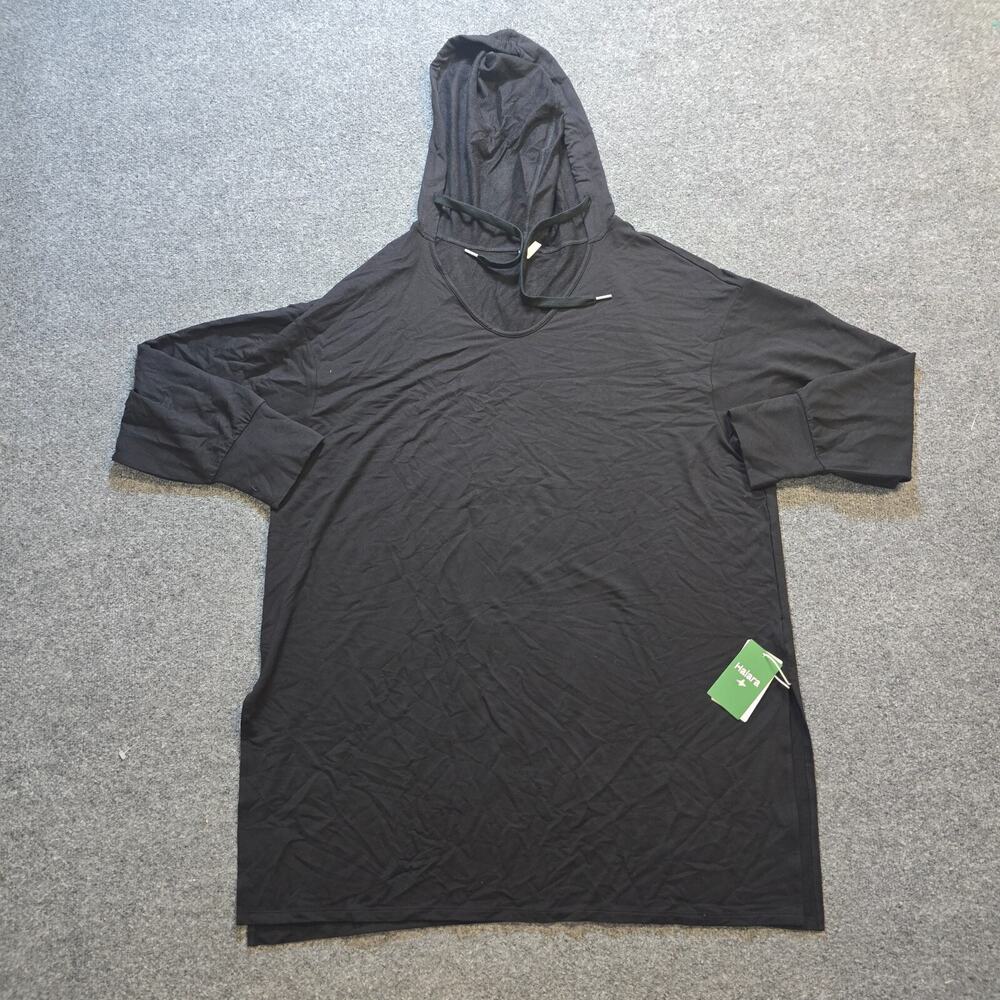 Halara Top Women Size XL Black Hoodie Sweatshirt Oversized Tunic Lounge Comfort